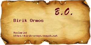 Birik Ormos névjegykártya